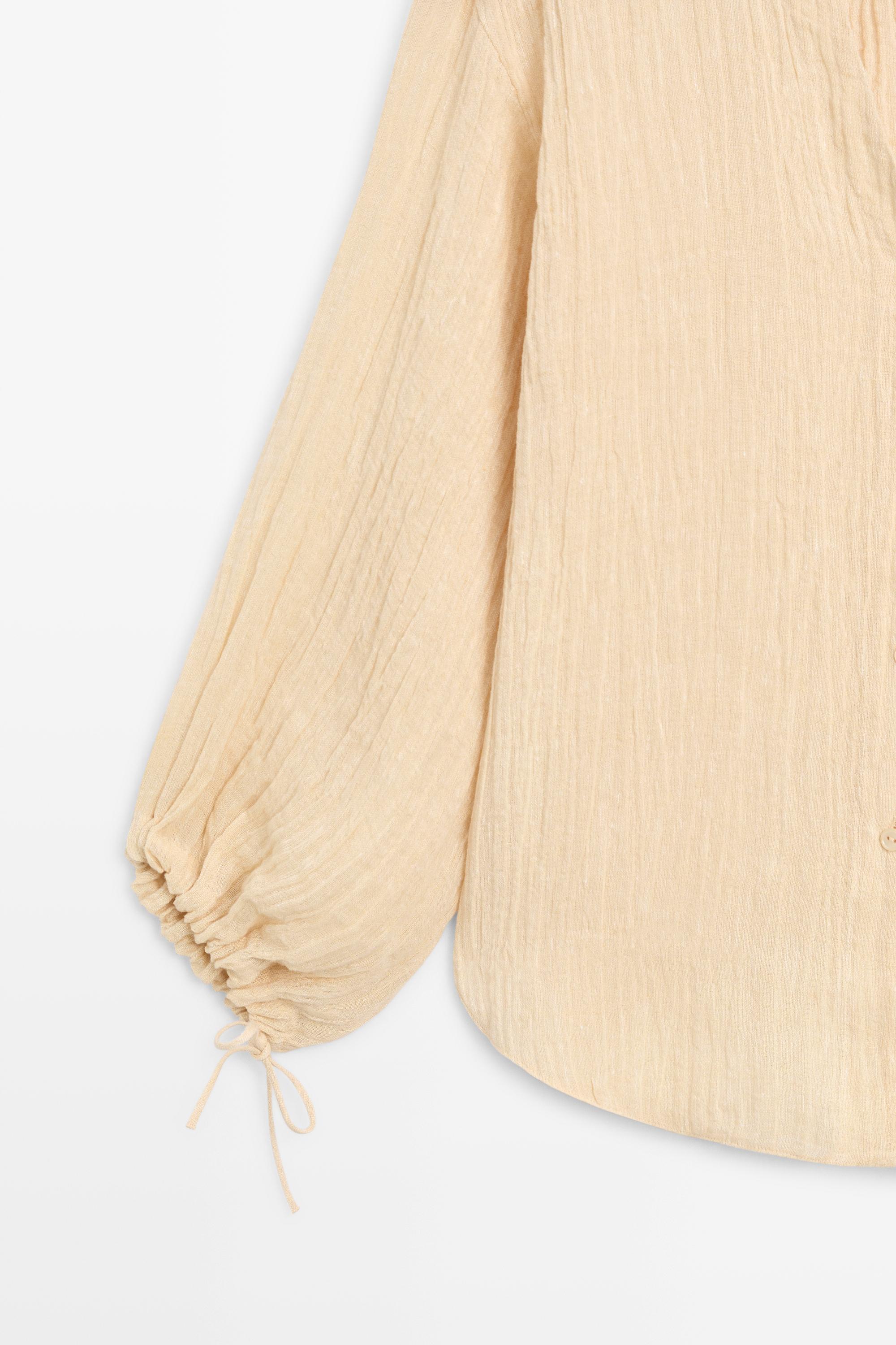 Pleated linen blend shirt